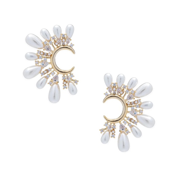 Bracha Pearl Moon Earrings - Picture 3 of 4